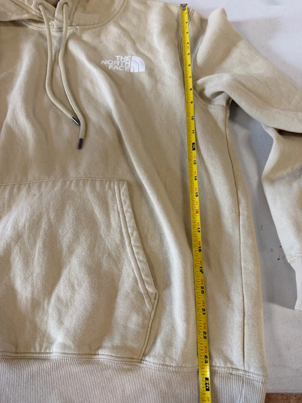 The North Face Hoodie Mens Large Beige Half Dome Back Logo Pullover Gorpcore